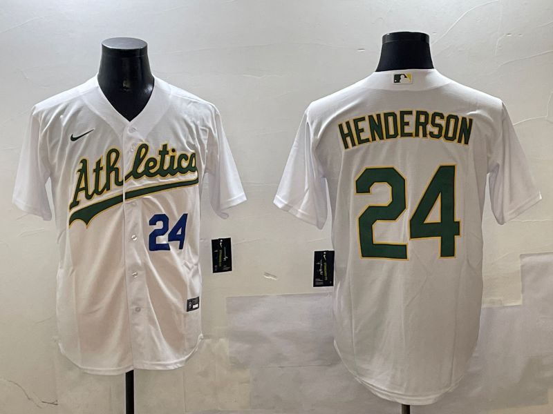 Men Oakland Athletics #24 Henderson White Game 2025 Nike MLB Jersey style 2->oakland athletics->MLB Jersey